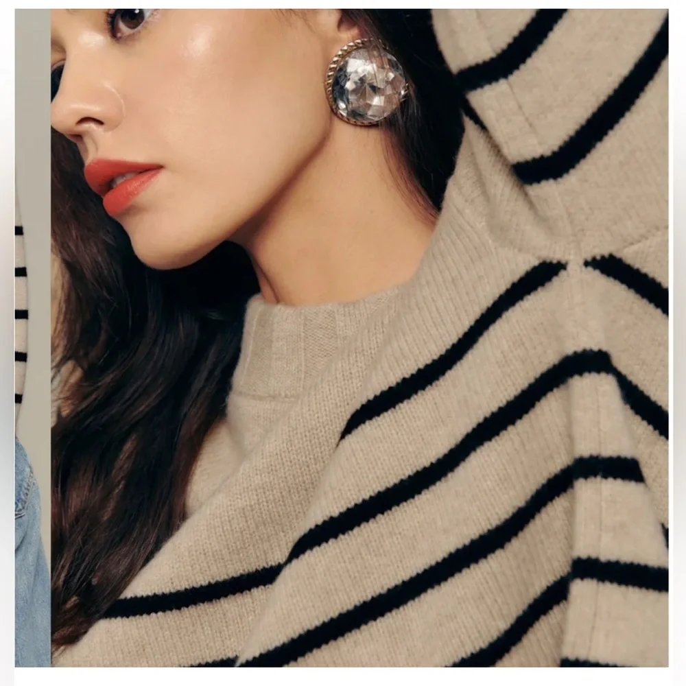 Reformation Tan and Black Striped Sweater - Picture 2 of 5